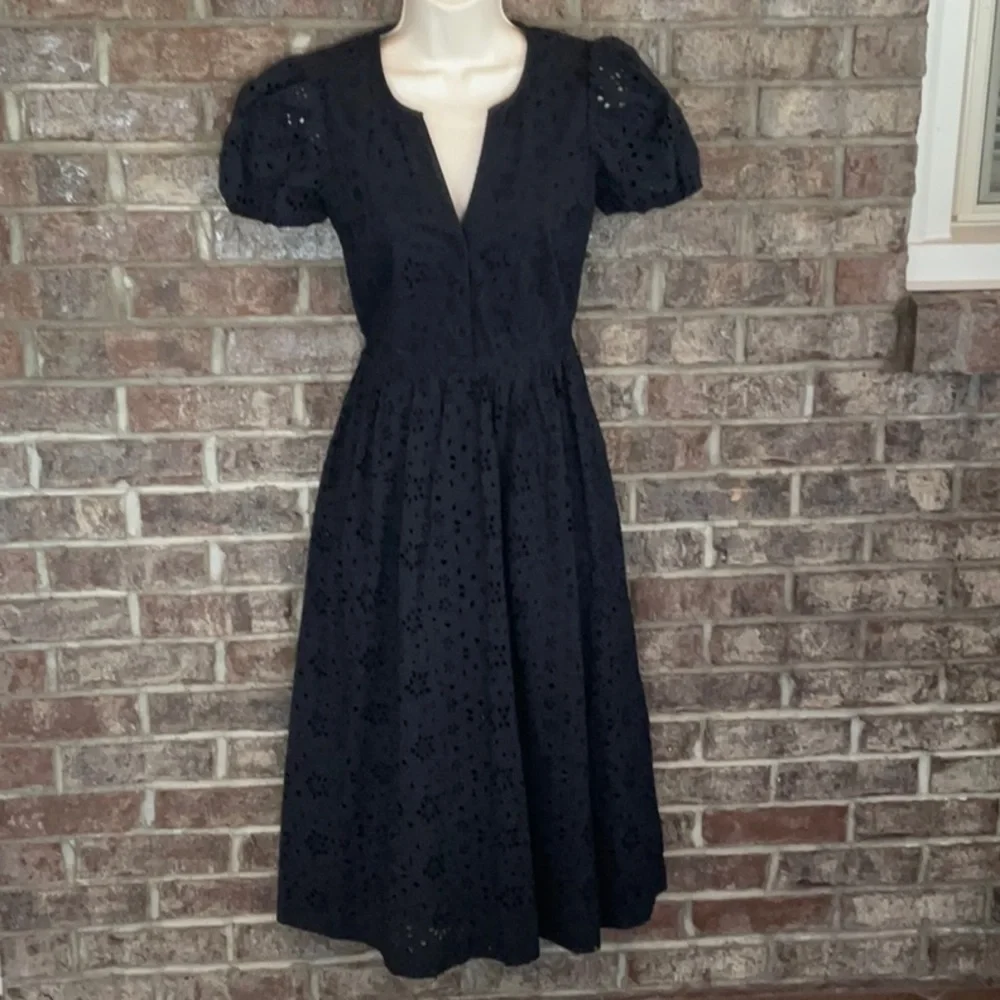 NWT J.CREW black short-sleeved dress with pockets and v neck - Picture 2 of 14